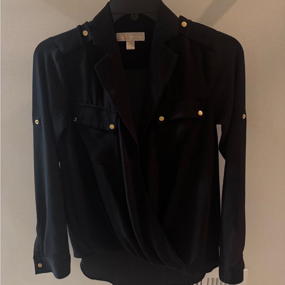 Michael Kors Black Gold Button Down Shirt